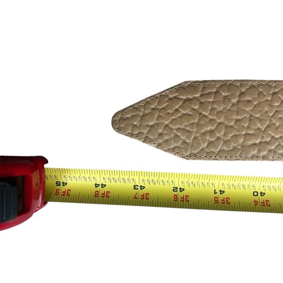 The Leather Shop Women’s M‎ Brass Buckle Wide Belt Embossed Tan Leather Cowgirl - Picture 2 of 7